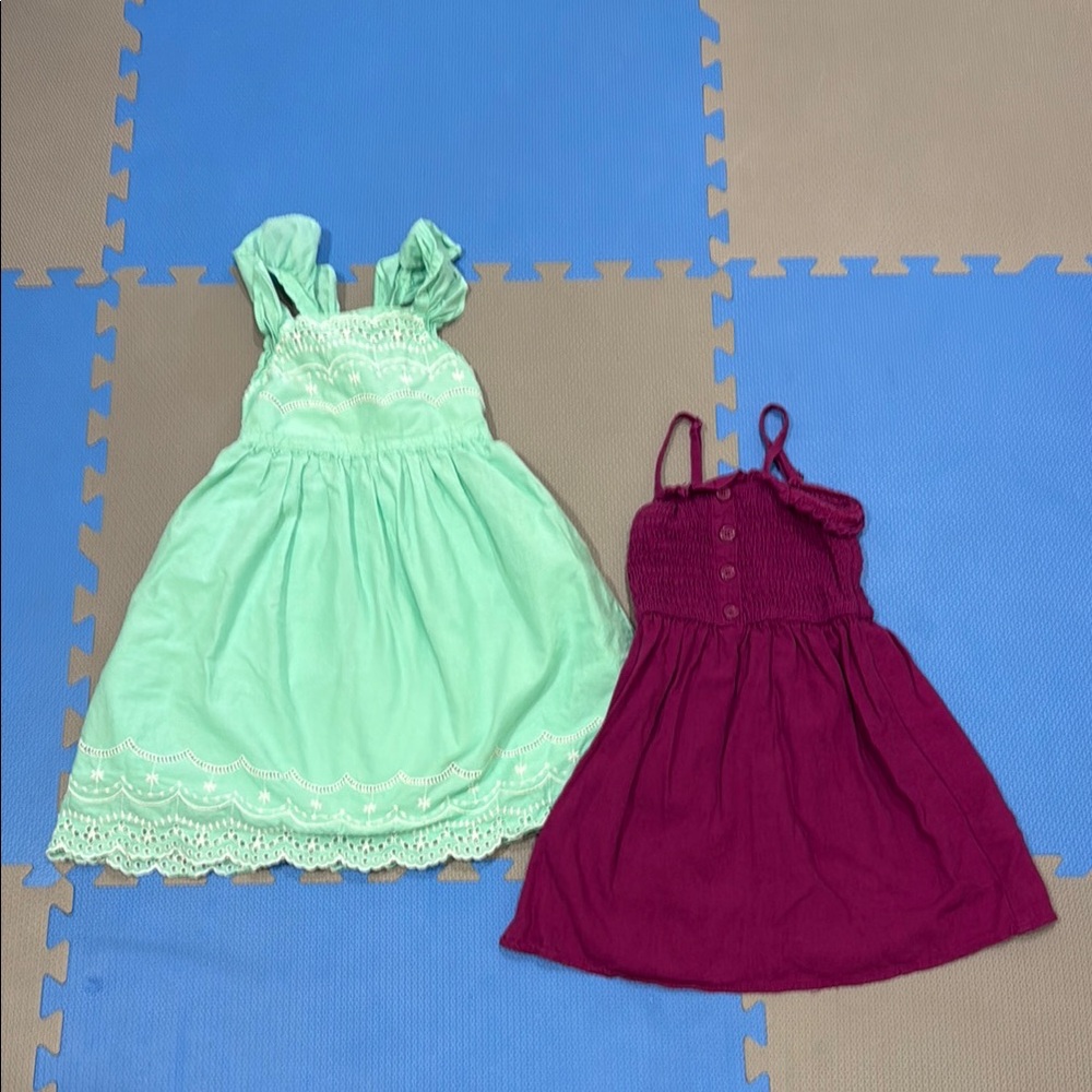 Girls summer Dress Set Mint Green & Burgundy. Cat & jack, art class size 6